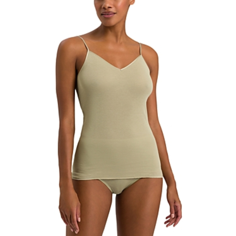 Hanro Women Cotton Seamless V Neck Camisole Moss Green Size XS